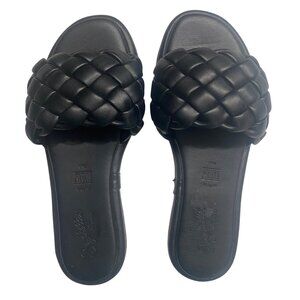Seychelles Braided Slide Sandal Black Leather Size 6‎ Casual Made in Italy